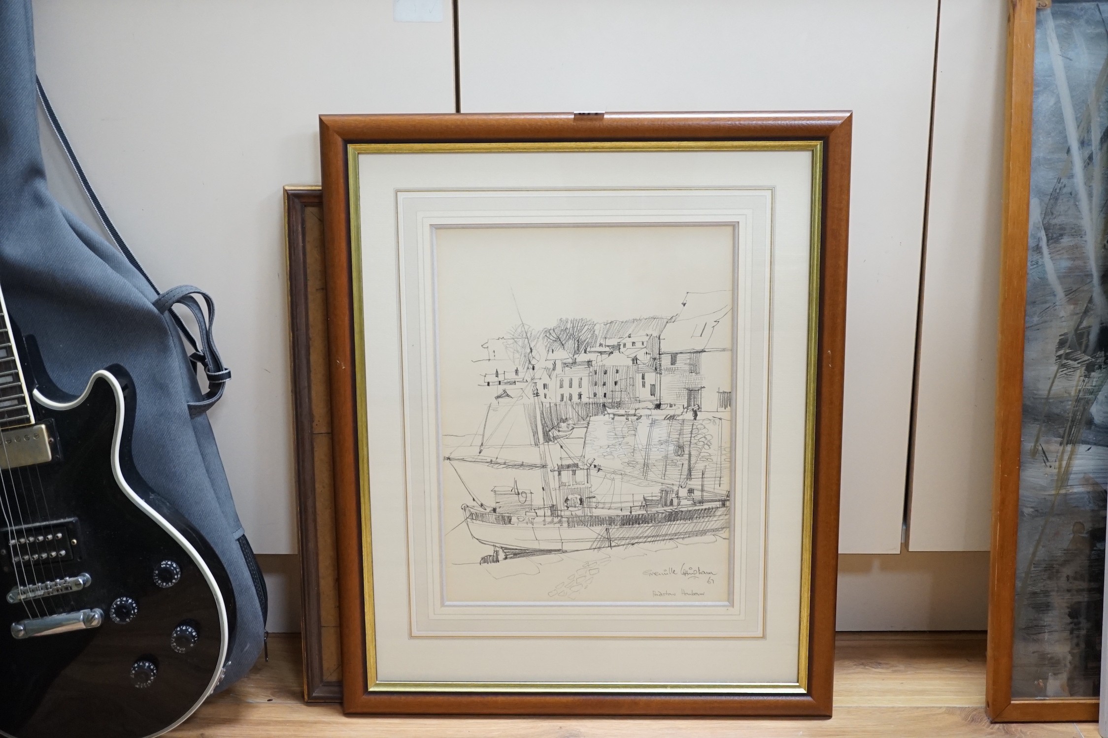 Grenville Cottingham (1943-2007), pencil drawing, 'Padstow Harbour', signed and dated '67, 41 x 31cm